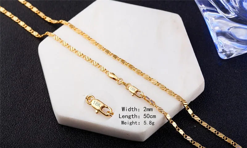Figaro Link Necklace | Unisex Figaro Chain | Stainless Steel Gold Plated Necklace Chain For Men Or Women | 2MM 40-75CM Slim Figaro Necklace
