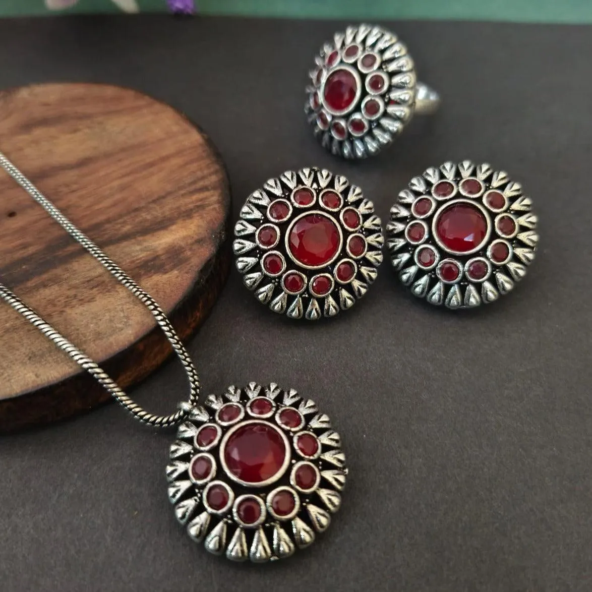 Floral Oxidised Jewelry Set | Sarichka
