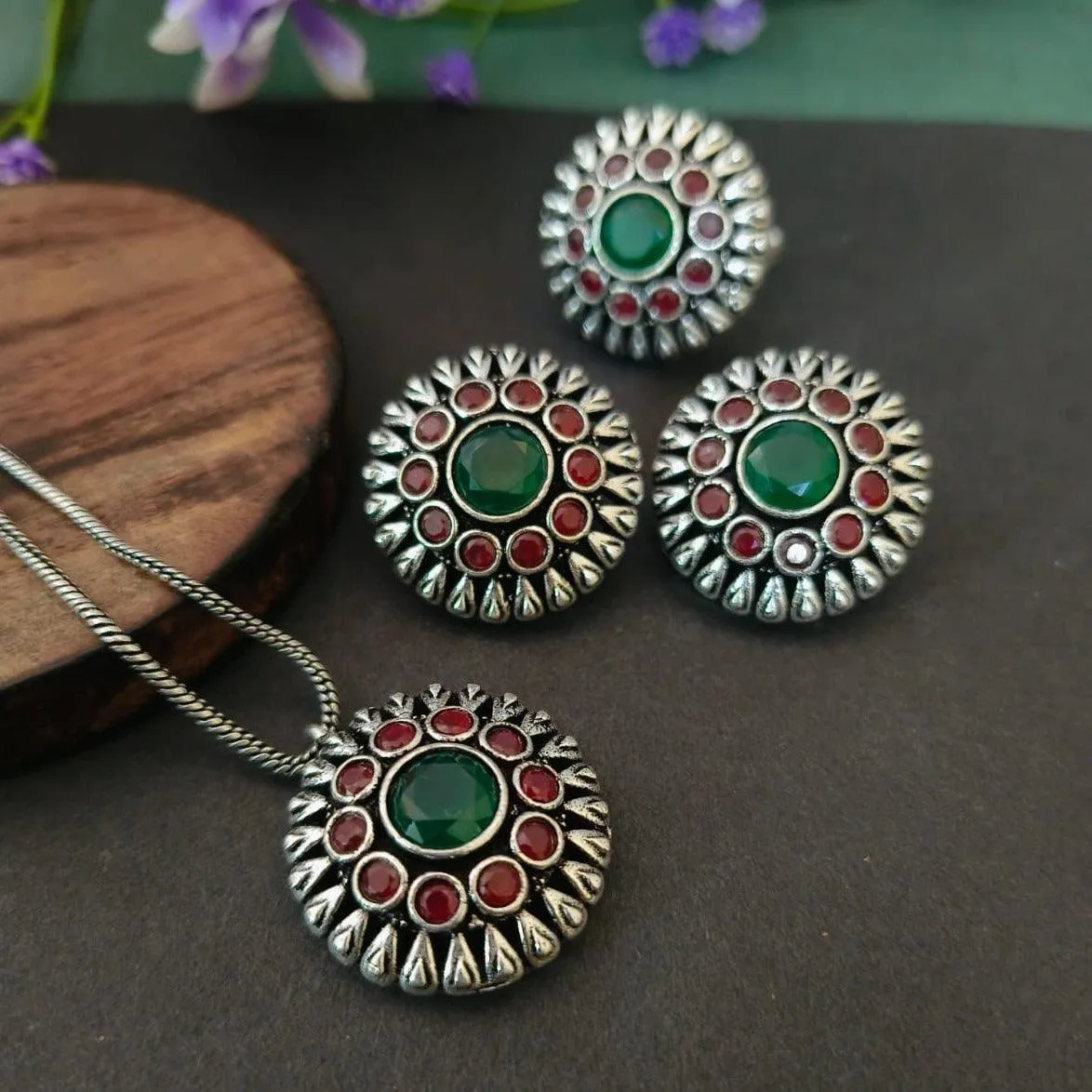 Floral Oxidised Jewelry Set | Sarichka