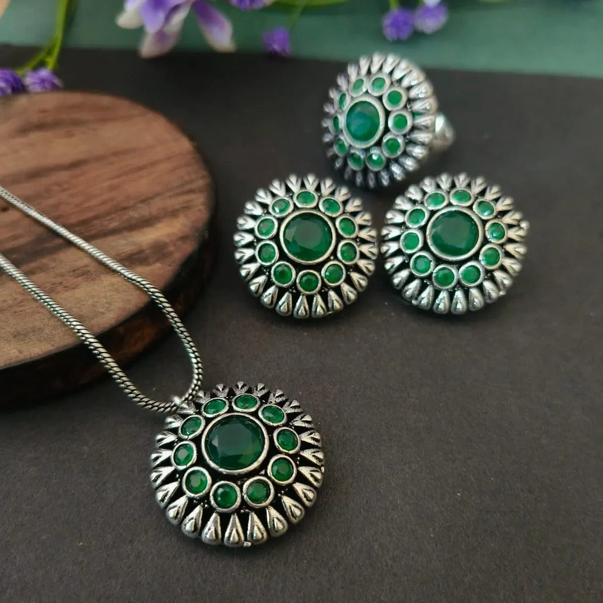 Floral Oxidised Jewelry Set | Sarichka