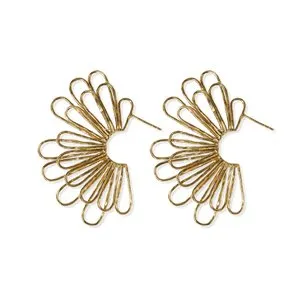 Florence Fanned Layered Loops Post Earrings Brass