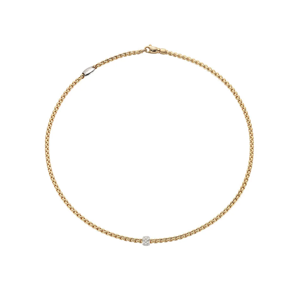 FOPE 18ct Yellow Gold Eka Tiny 0.19ct Diamond Necklace 73001CX_PB_G_XBX_043