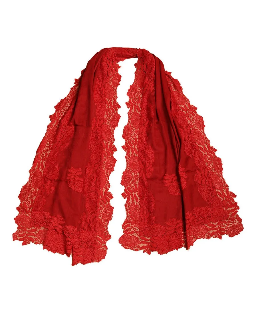 French Chantilly Lace Cashmere Wrap