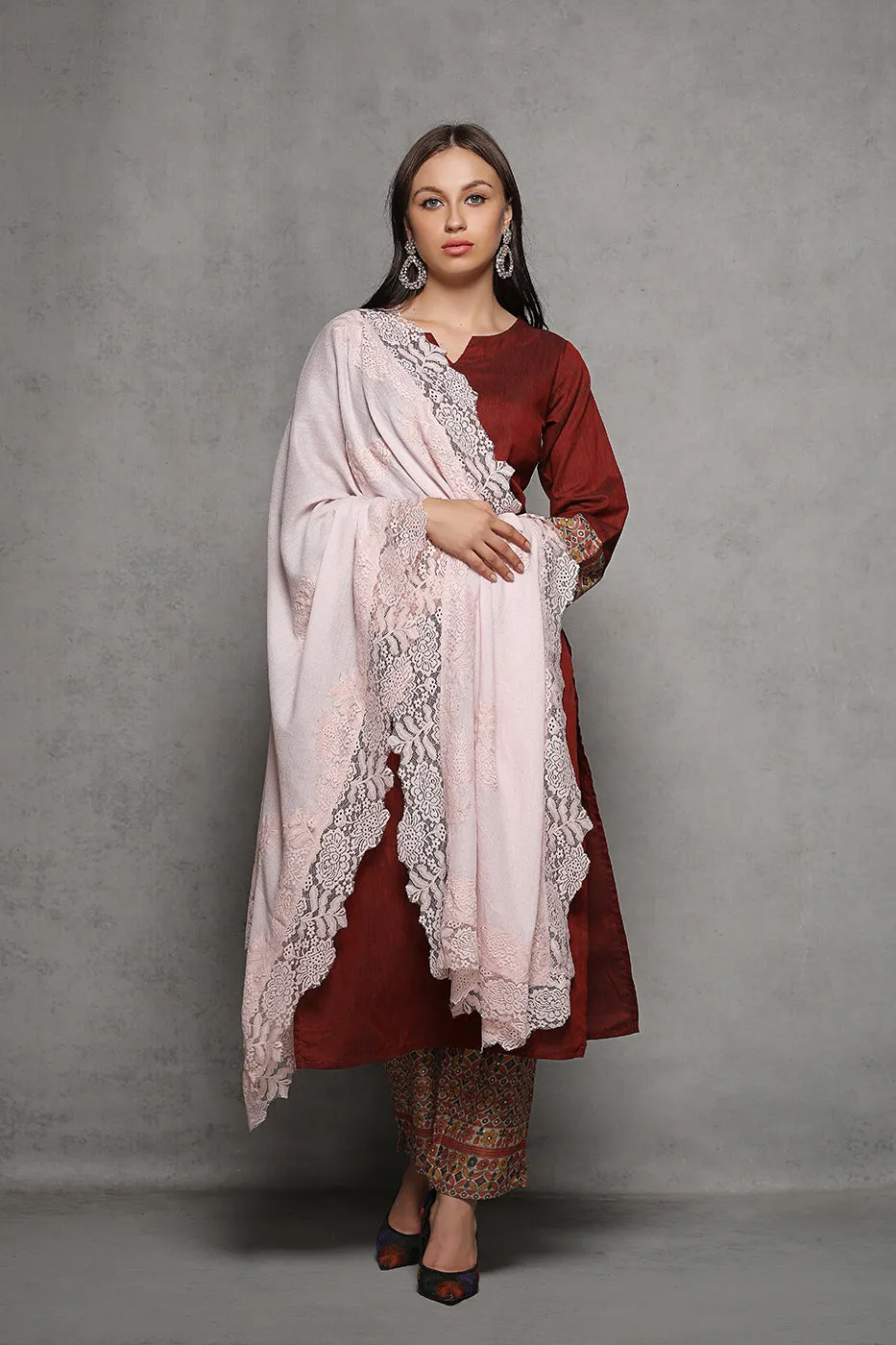 French Chantilly Lace Cashmere Wrap