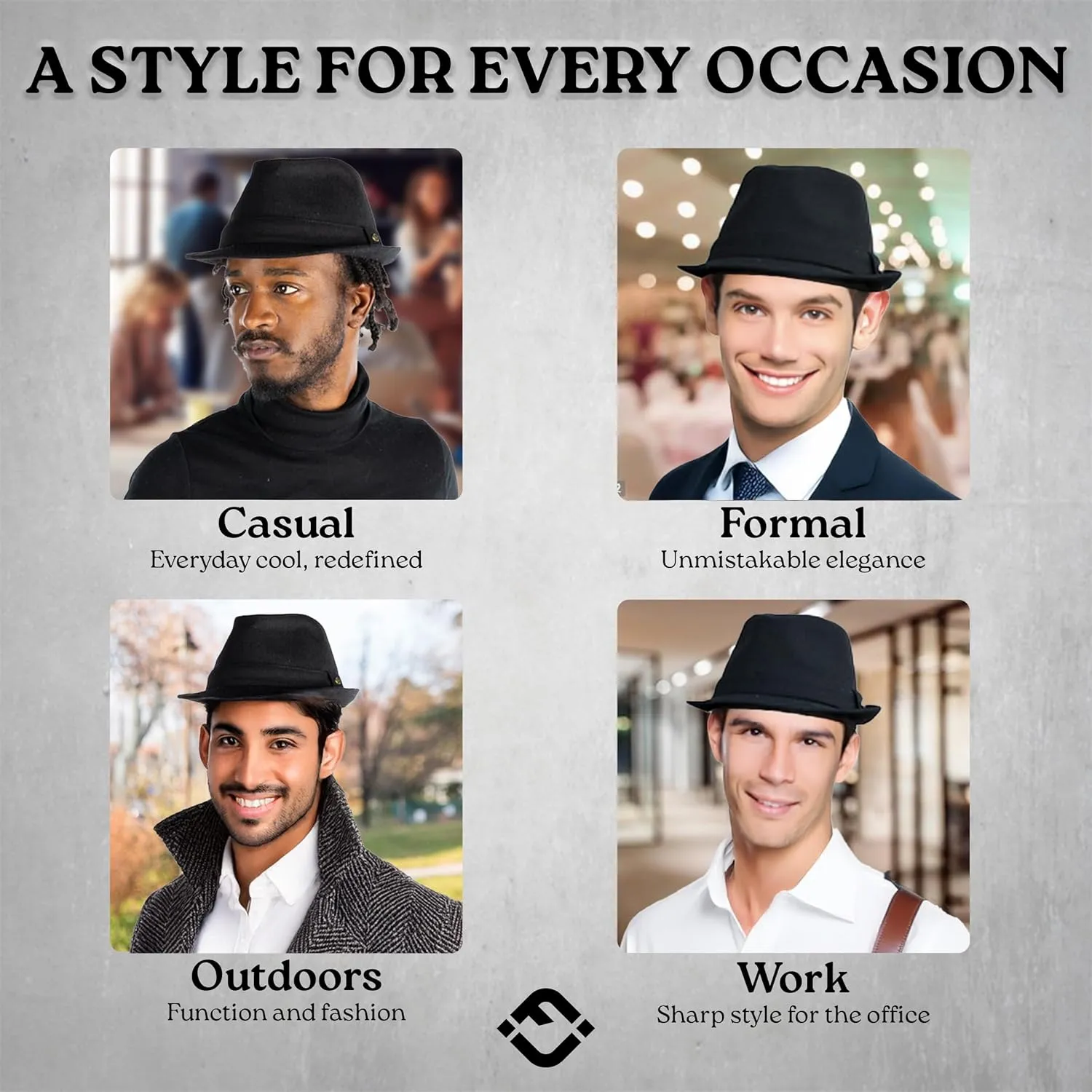 Funky Junque Premium Wool Fedora Hat - Classic Short Brim Structured Trilby