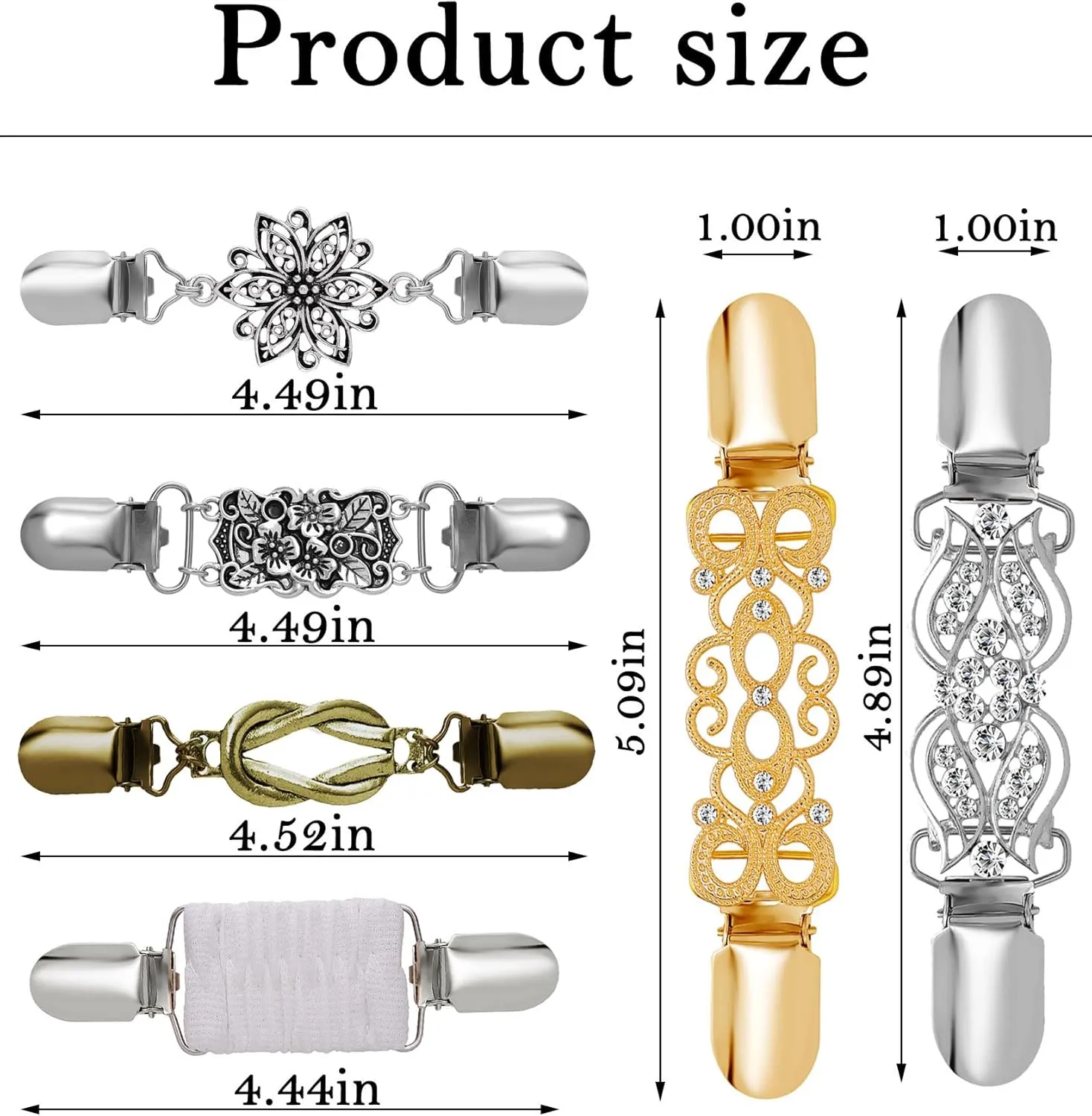 Fxiqini 6Pcs Vintage Sweater Collar Clips Retro Cardigan Shawl Scarf Clips Dress Shirt Brooch for Women