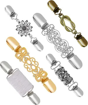 Fxiqini 6Pcs Vintage Sweater Collar Clips Retro Cardigan Shawl Scarf Clips Dress Shirt Brooch for Women