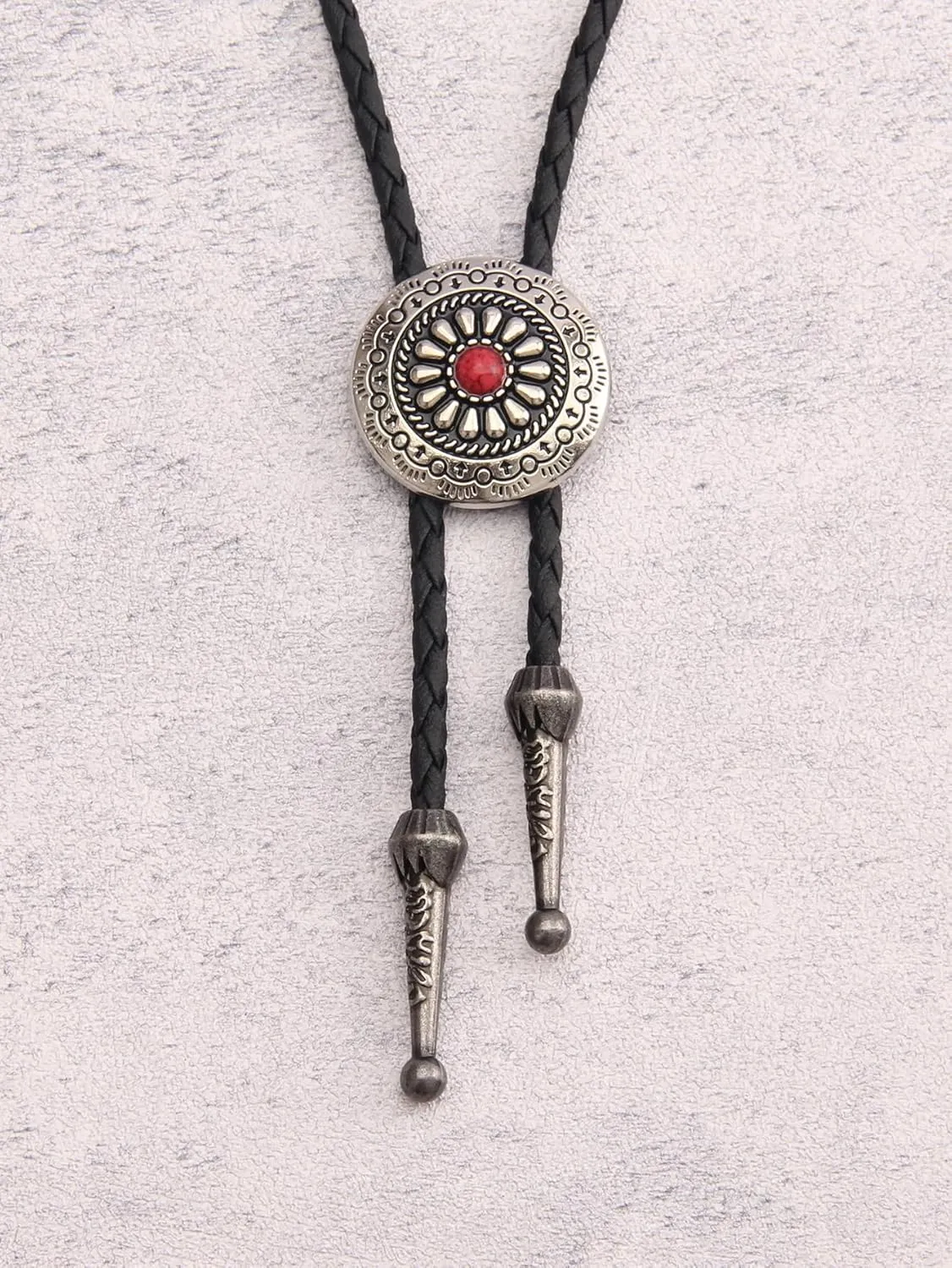 GelConnie Bolo Tie for Men Women Rodeo Cowboy Leather Necktie Turquoise Native American Western Necklace Cowgirl Costume