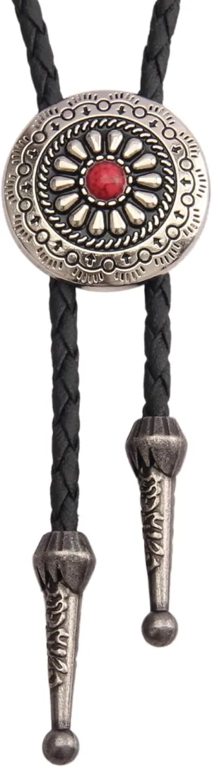 GelConnie Bolo Tie for Men Women Rodeo Cowboy Leather Necktie Turquoise Native American Western Necklace Cowgirl Costume