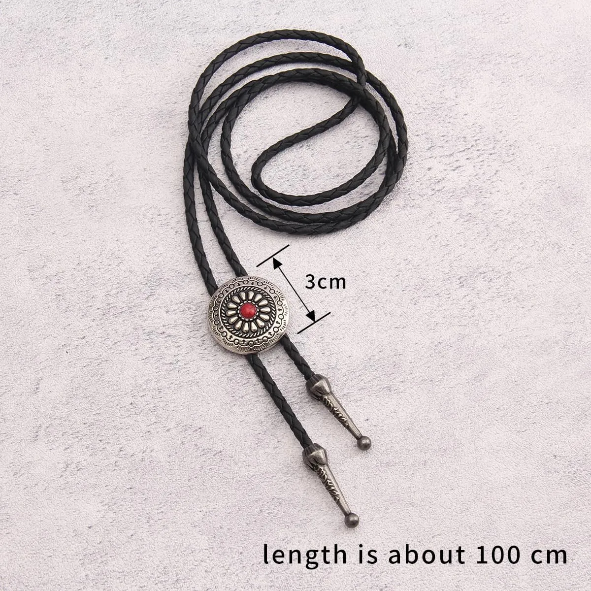 GelConnie Bolo Tie for Men Women Rodeo Cowboy Leather Necktie Turquoise Native American Western Necklace Cowgirl Costume