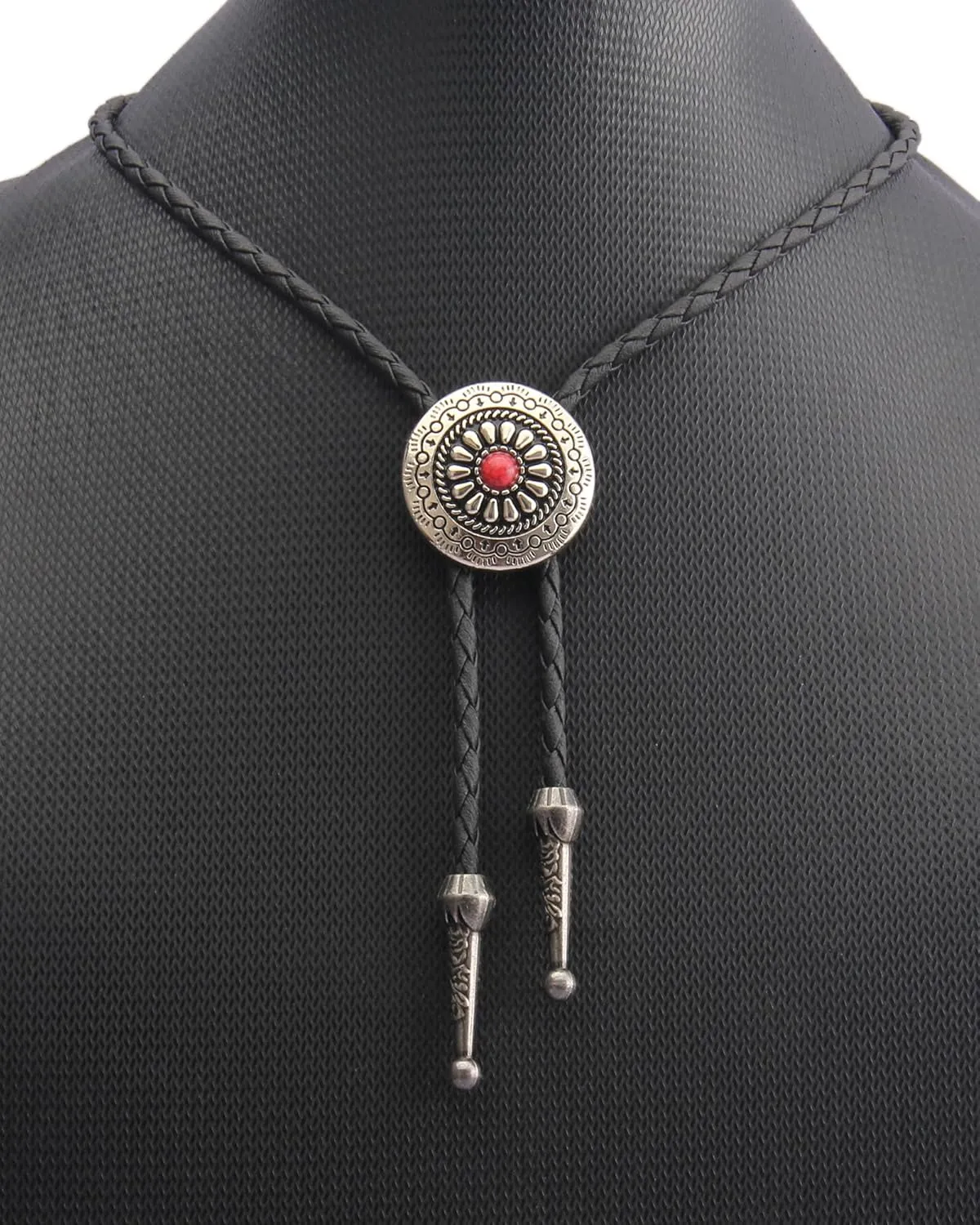 GelConnie Bolo Tie for Men Women Rodeo Cowboy Leather Necktie Turquoise Native American Western Necklace Cowgirl Costume
