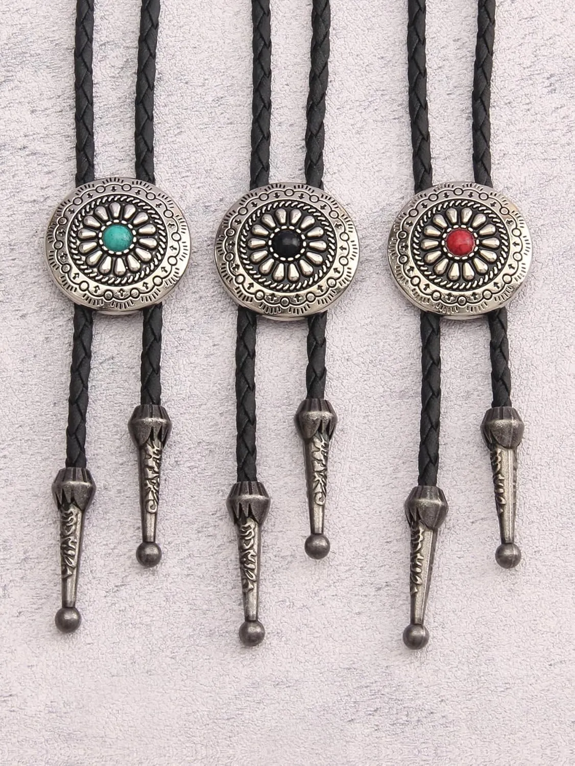 GelConnie Bolo Tie for Men Women Rodeo Cowboy Leather Necktie Turquoise Native American Western Necklace Cowgirl Costume