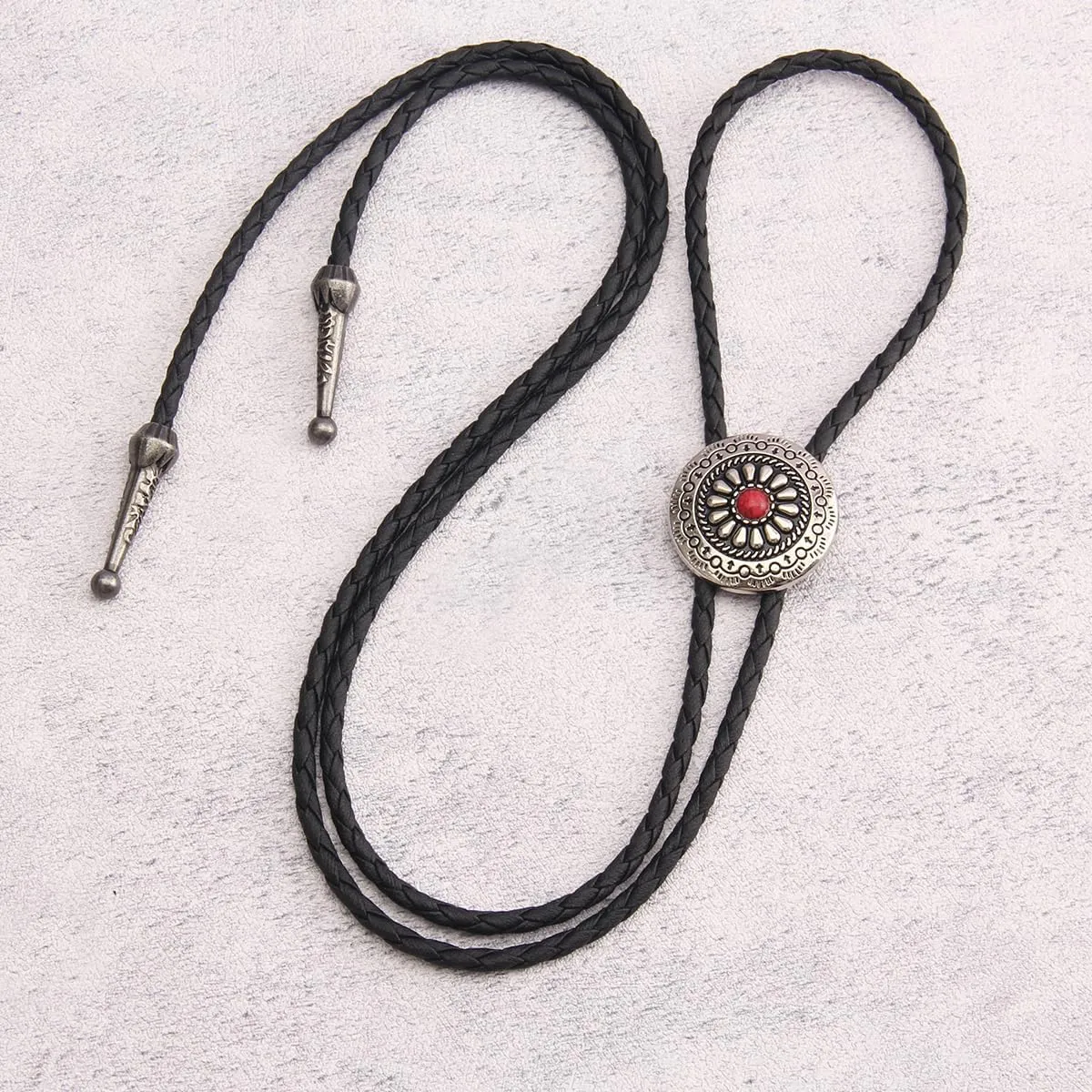 GelConnie Bolo Tie for Men Women Rodeo Cowboy Leather Necktie Turquoise Native American Western Necklace Cowgirl Costume