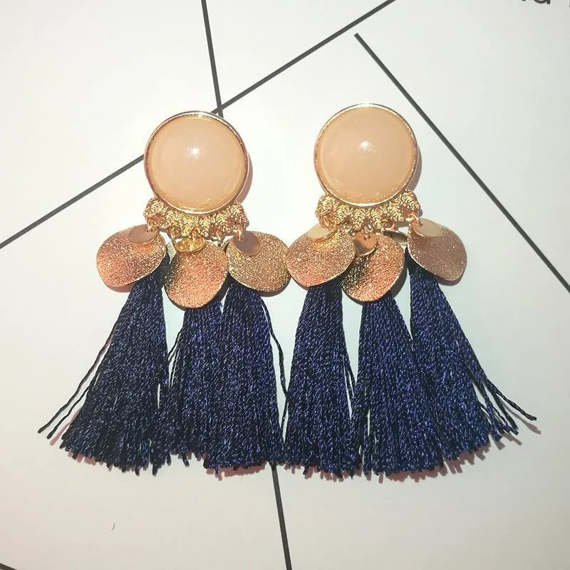Geometric tassel earrings ethnic exaggerated retro wild tassel earrings