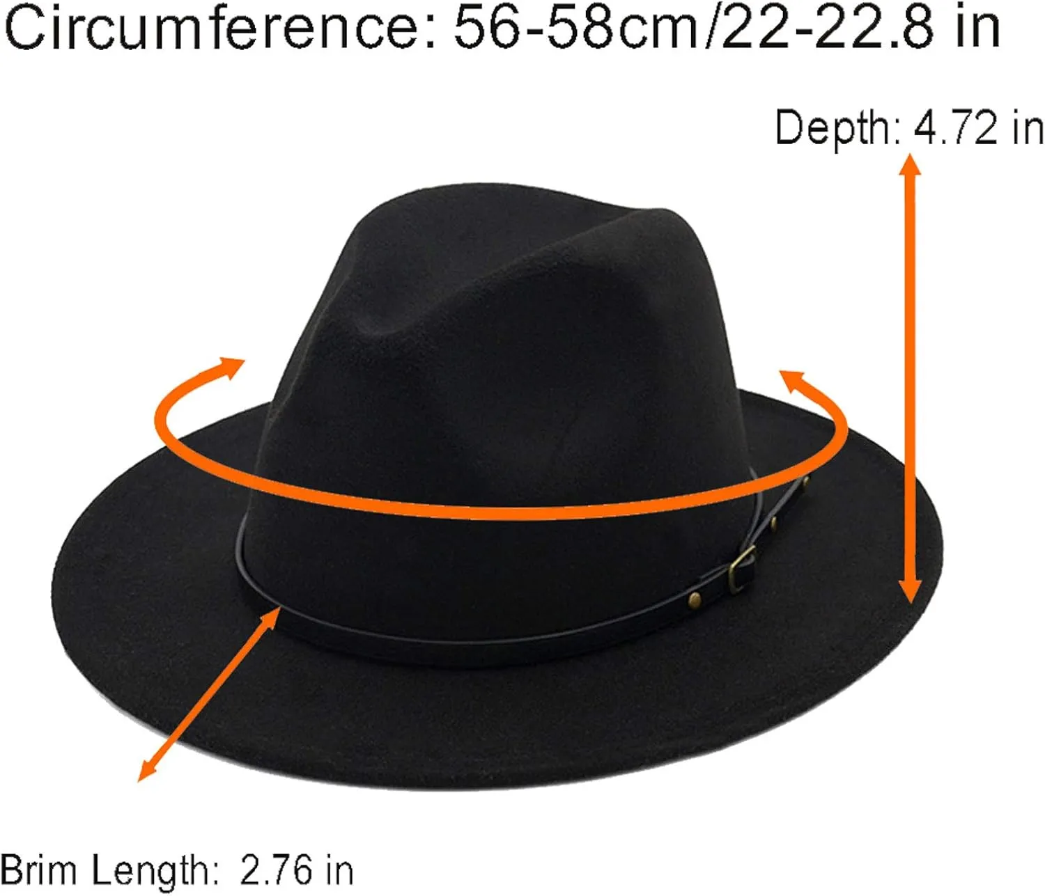 Gossifan Wide Brim Fedora Felt Panama Hat with Belt Buckle
