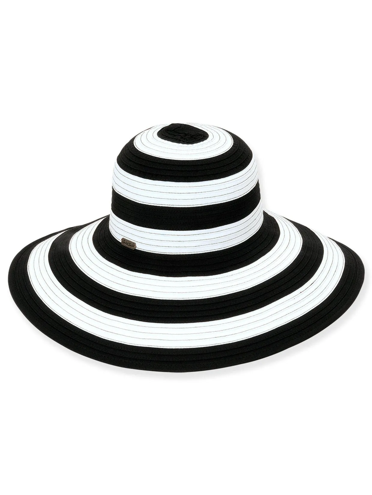Hat - Black/White-Sewn Ribbon -Women's-Hh1384a