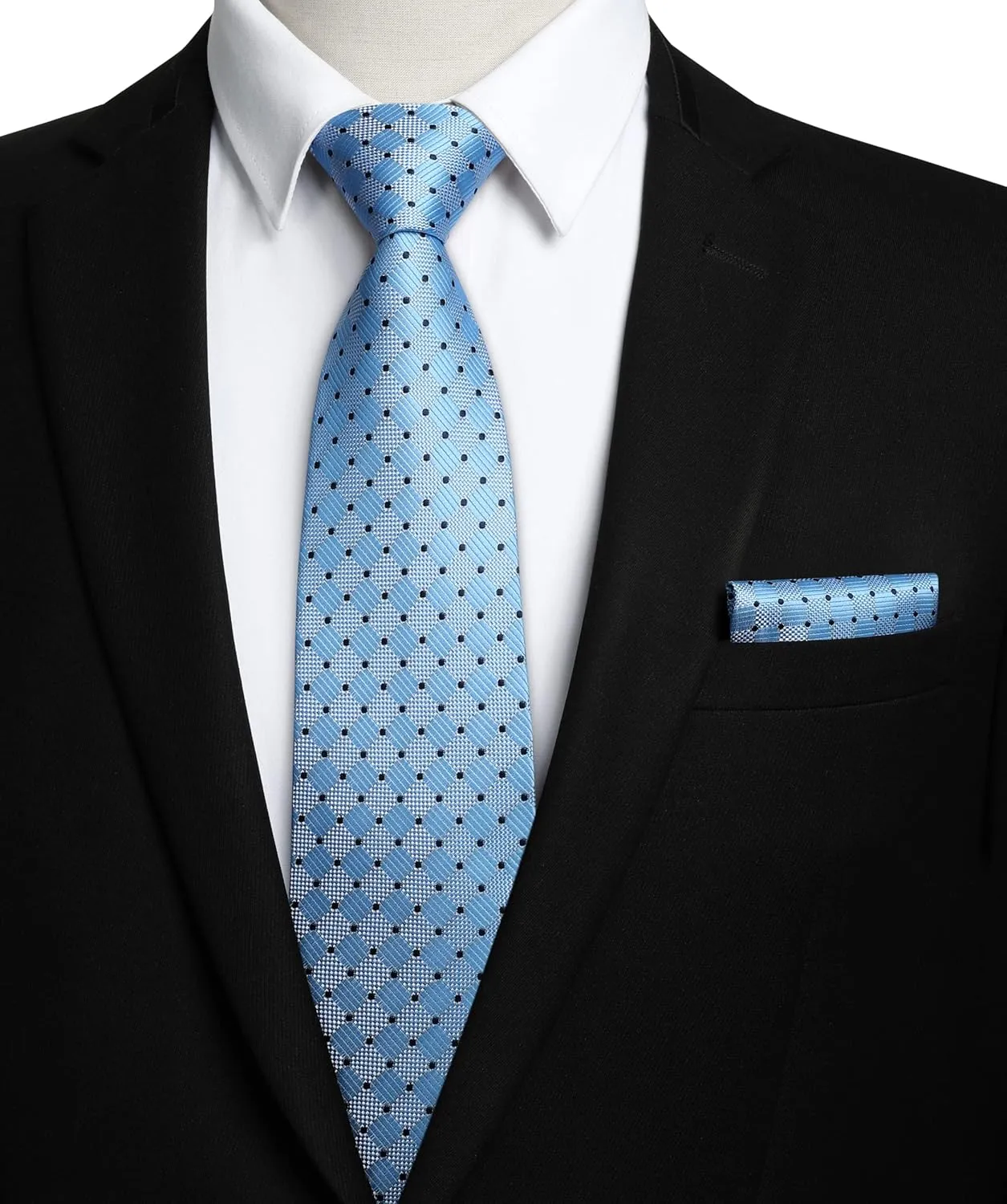 HISDERN Mens Ties Plaid Tie and Pocket Square Set Classic Woven Formal Checkered Neckties & Handkerchief Wedding Party