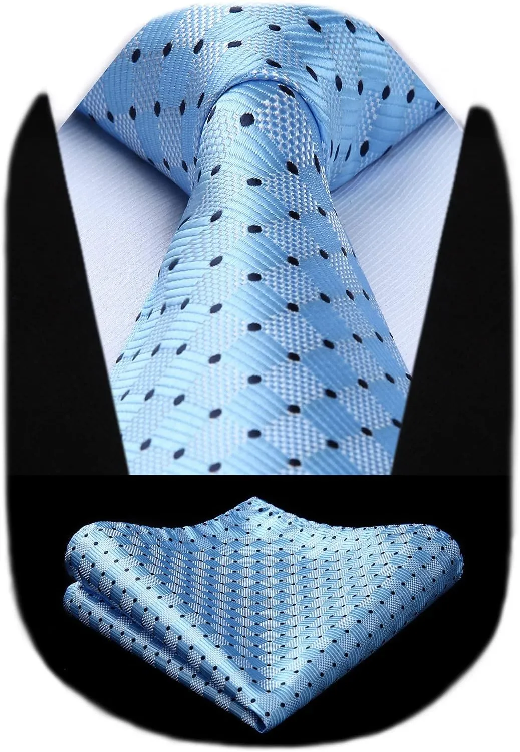 HISDERN Mens Ties Plaid Tie and Pocket Square Set Classic Woven Formal Checkered Neckties & Handkerchief Wedding Party