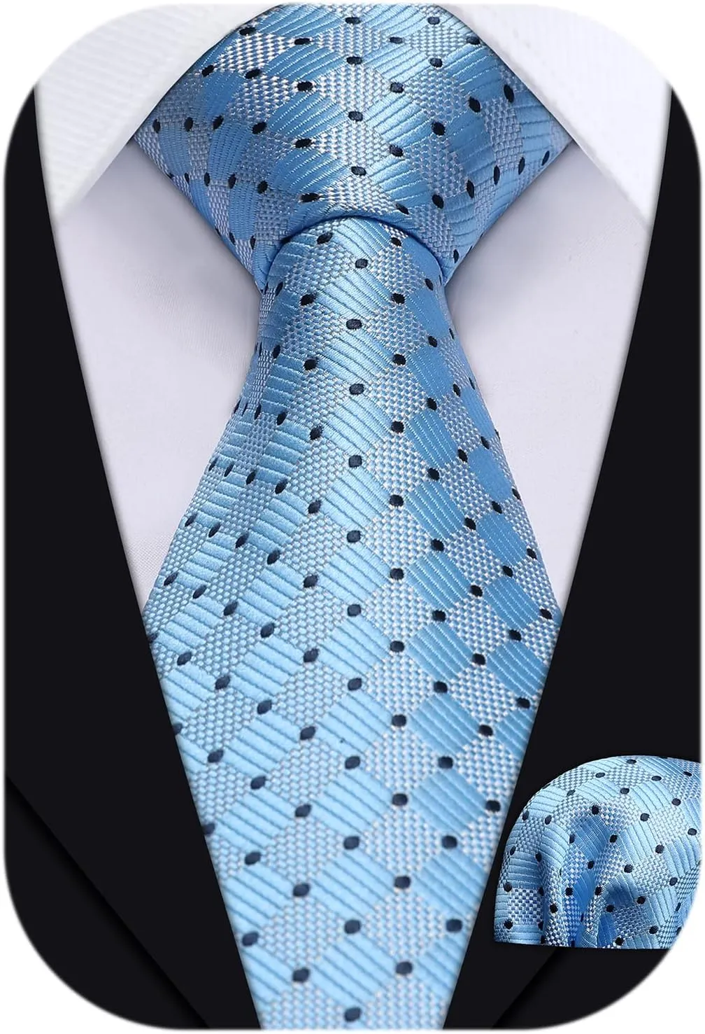 HISDERN Mens Ties Plaid Tie and Pocket Square Set Classic Woven Formal Checkered Neckties & Handkerchief Wedding Party