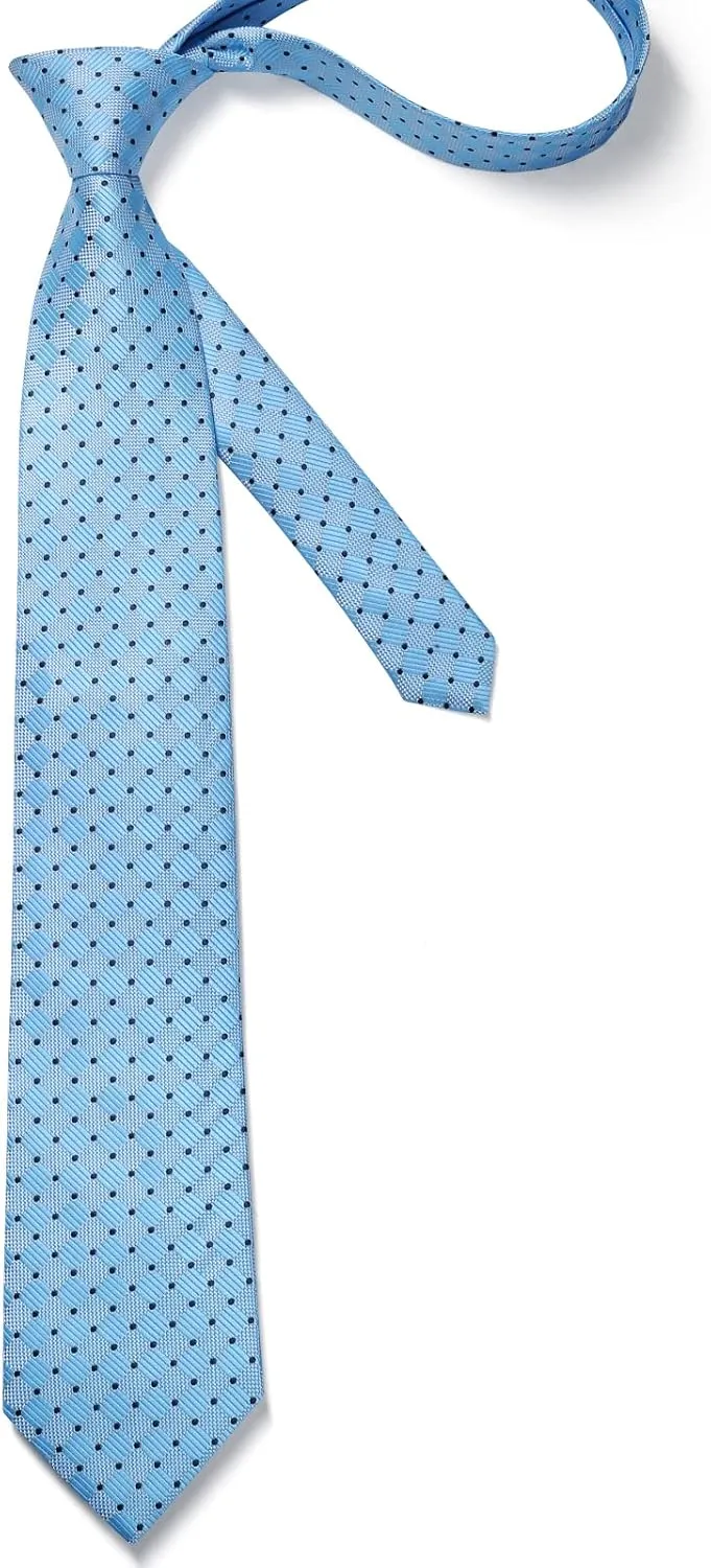 HISDERN Mens Ties Plaid Tie and Pocket Square Set Classic Woven Formal Checkered Neckties & Handkerchief Wedding Party