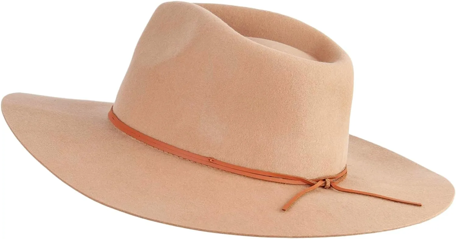 Jeanne Simmons Women's Real Leather Trim Tie Fedora Hat