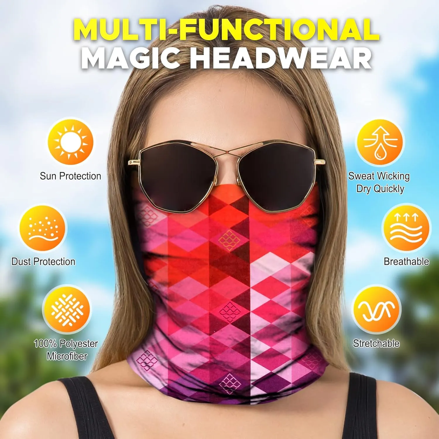 JOEYOUNG Headwear, Bandana, Neck Gaiter Head Wrap Headband Balaclava Magic Scarf