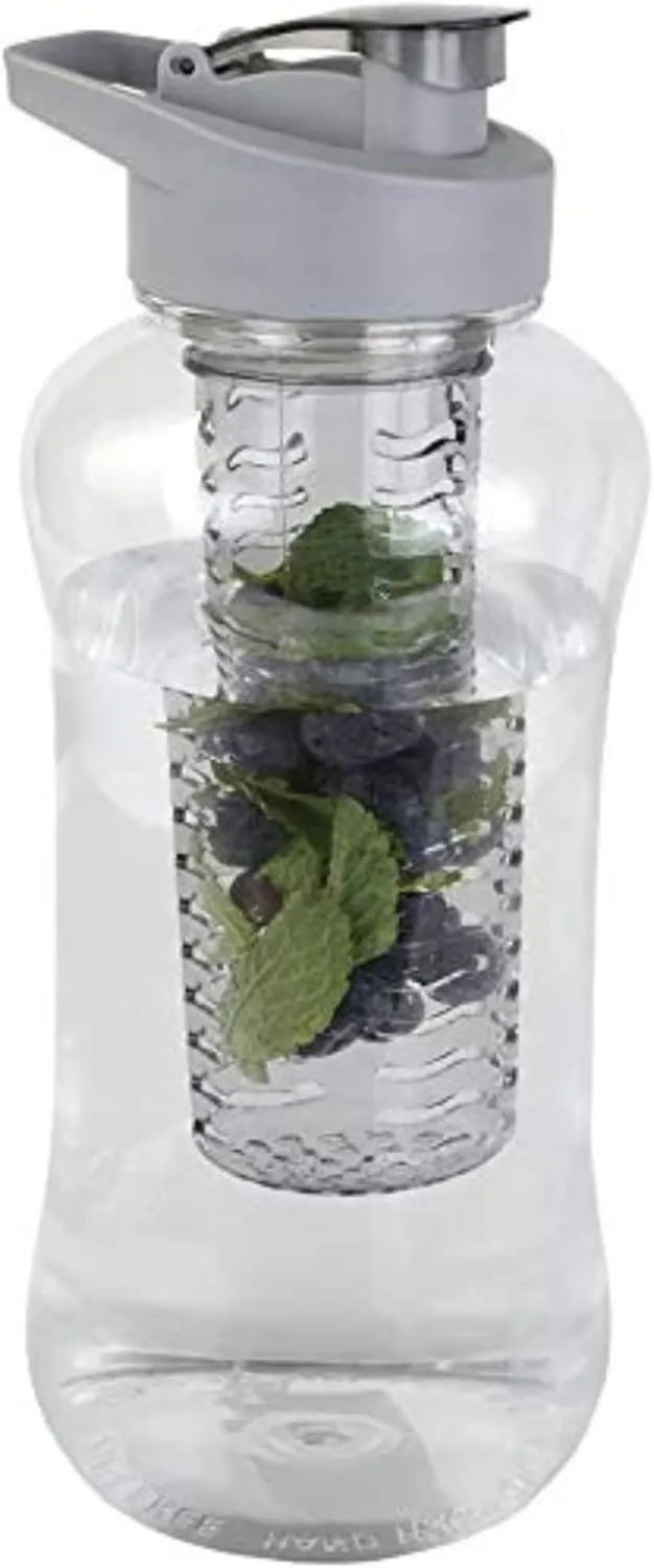 JOEY'Z Large (60 oz - Half Gallon) Fruit Infuser Water Bottle BPA Free for Travel, Workouts, Camping, Sports Bottle