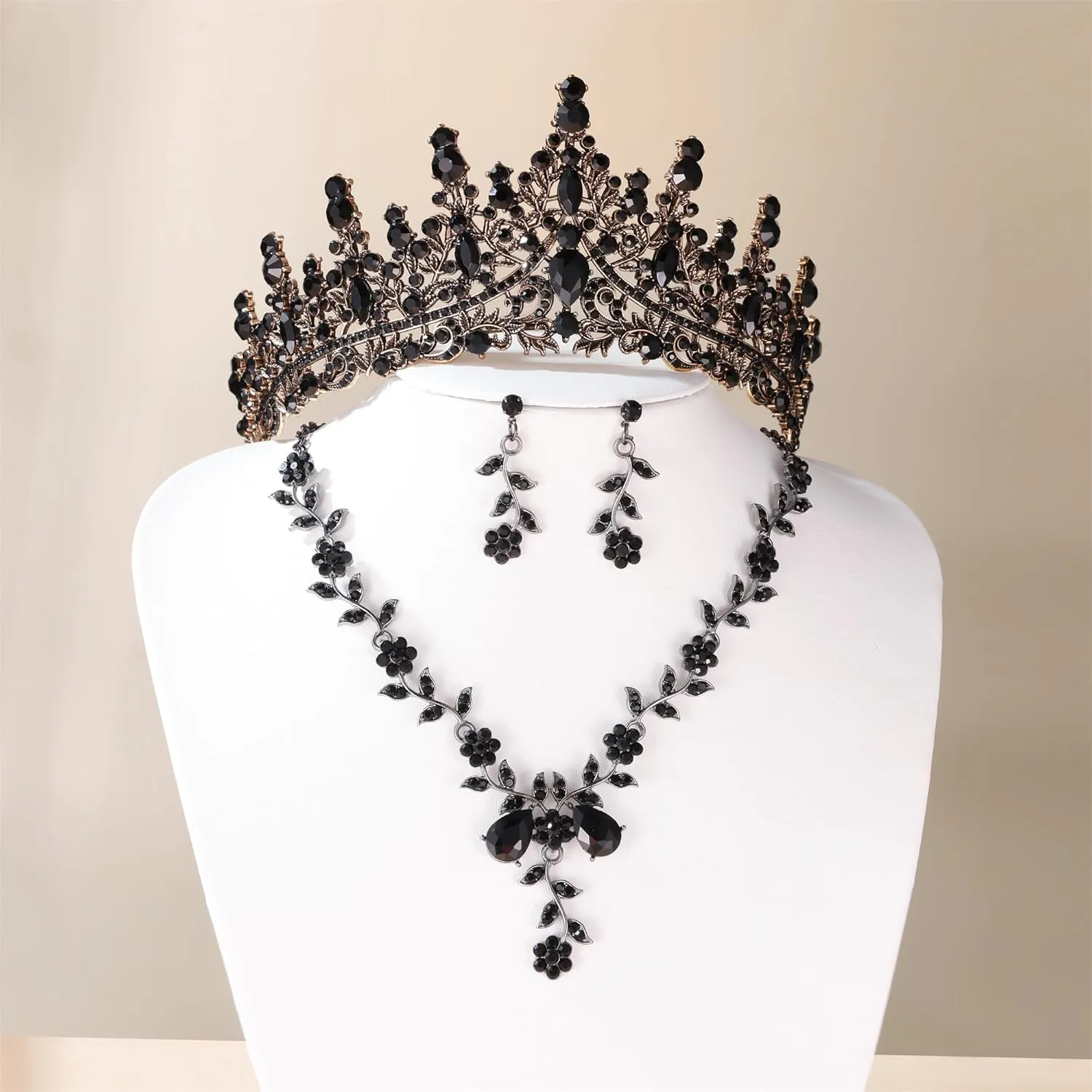 Kamirola Tiaras and Crowns for Women,Tiaras Earrings Necklace, Crystal Bridal Jewelry Set (TR48)