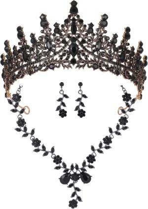 Kamirola Tiaras and Crowns for Women,Tiaras Earrings Necklace, Crystal Bridal Jewelry Set (TR48)