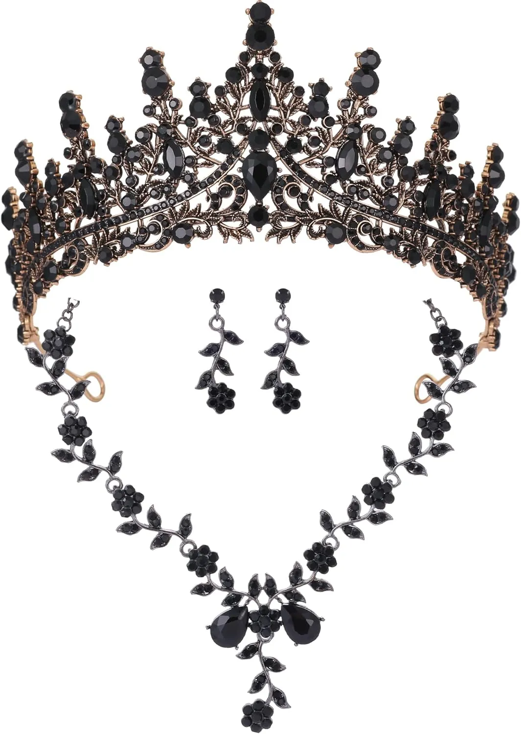Kamirola Tiaras and Crowns for Women,Tiaras Earrings Necklace, Crystal Bridal Jewelry Set (TR48)
