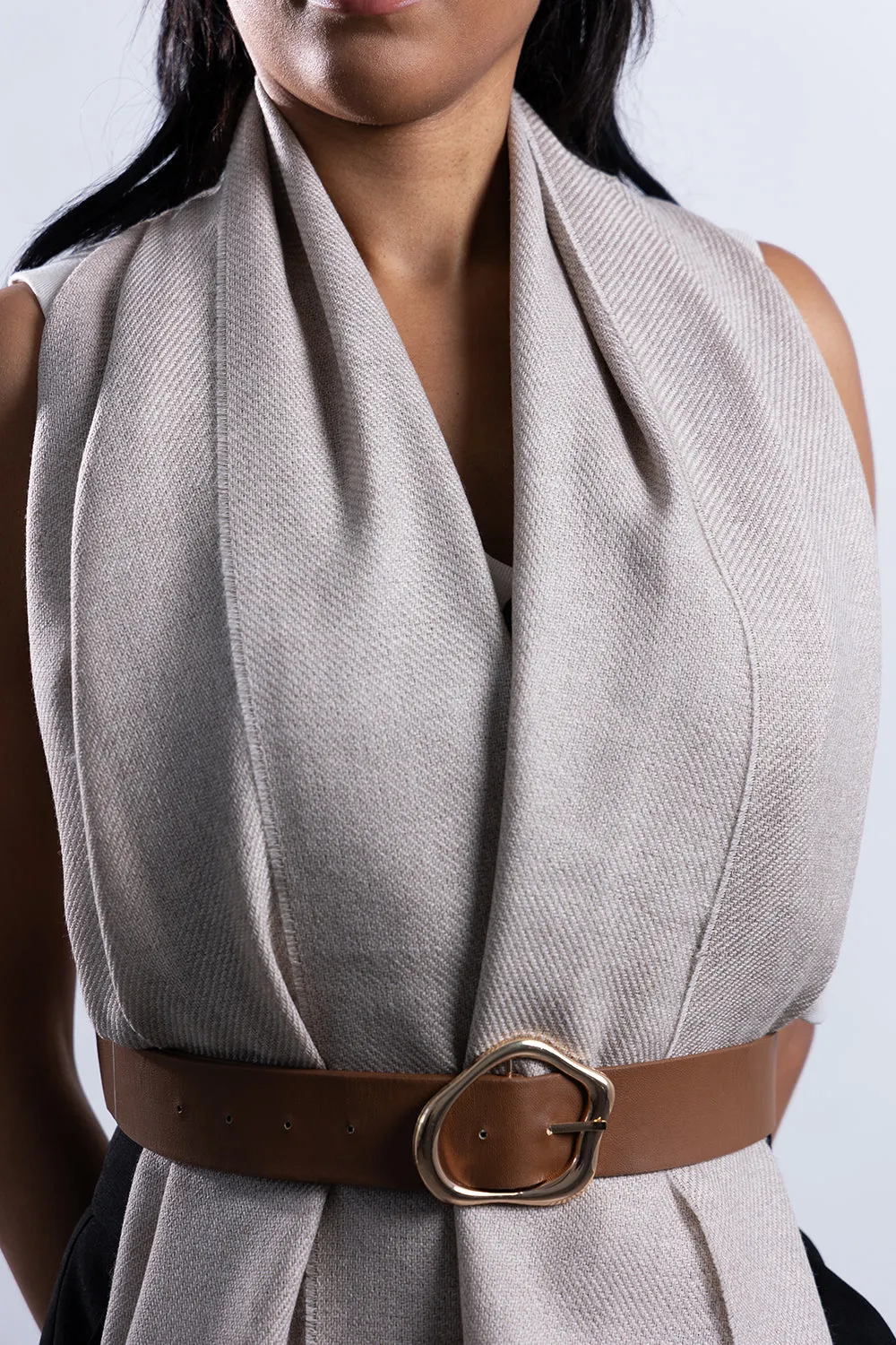 Lightweight Wool Shawl in Oatmeal Brown