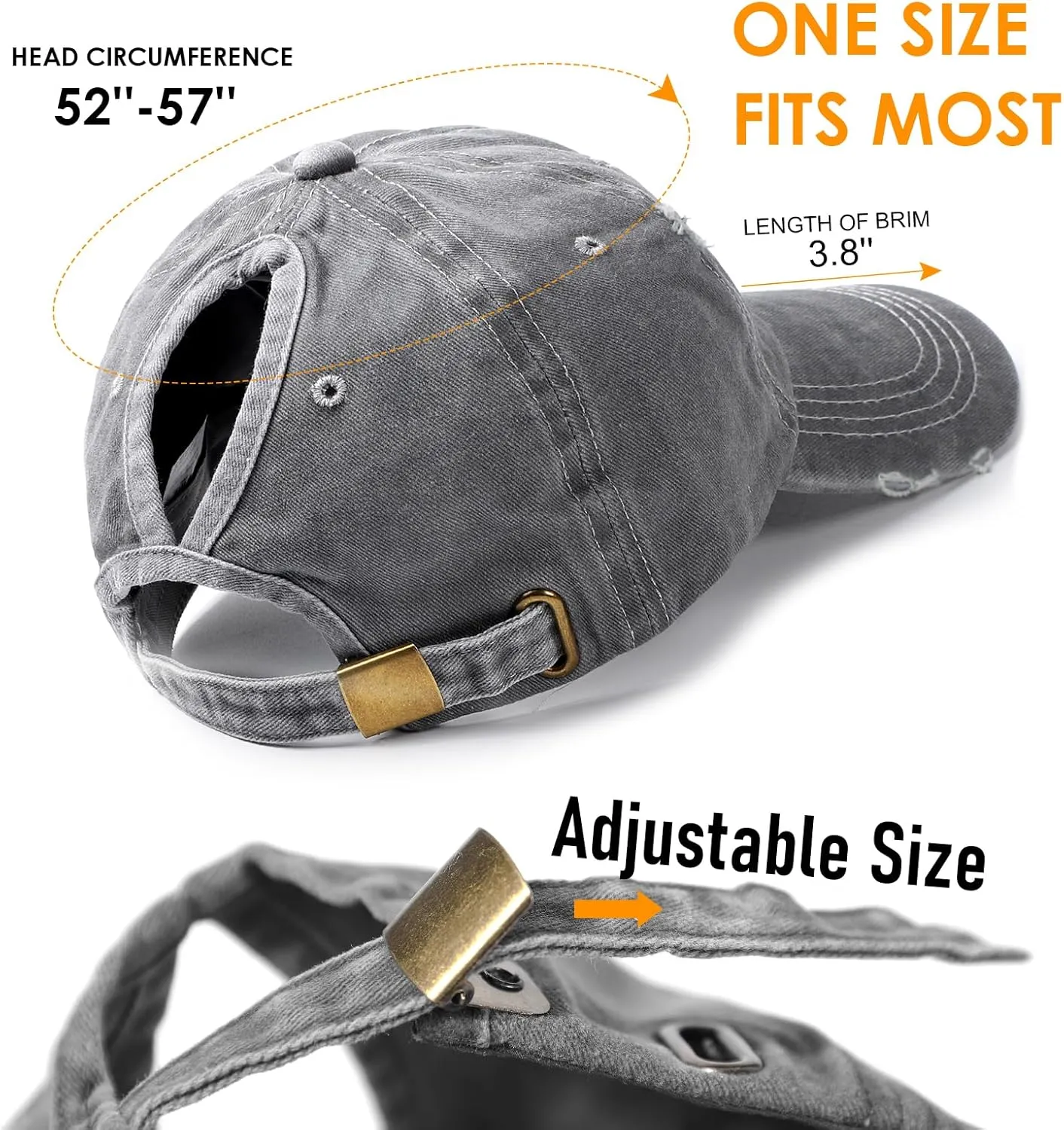 Lvaiz Hats 2 Pack Ponytail Baseball Caps for Women Cotton Distressed Washed Dad Hat Adjustable High Bun Sport Golf Hat