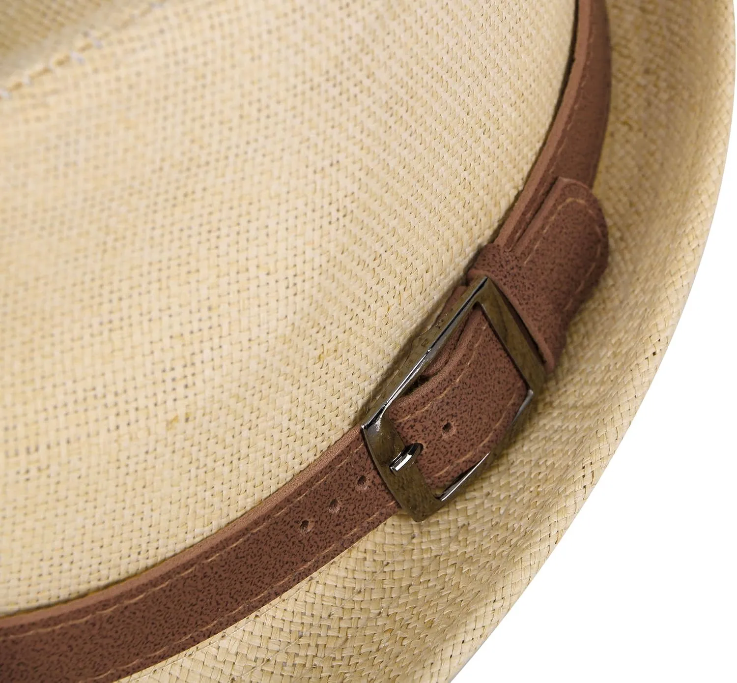 Men & Women's Miami Structured Straw Fedora Hat w/PU Leather Band