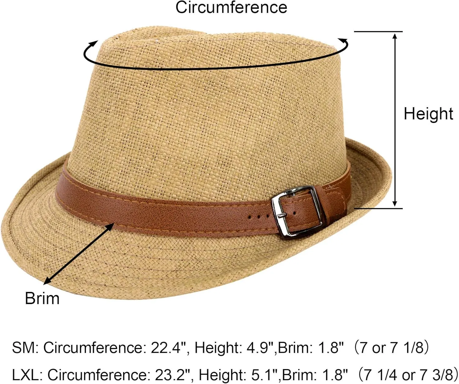 Men & Women's Miami Structured Straw Fedora Hat w/PU Leather Band