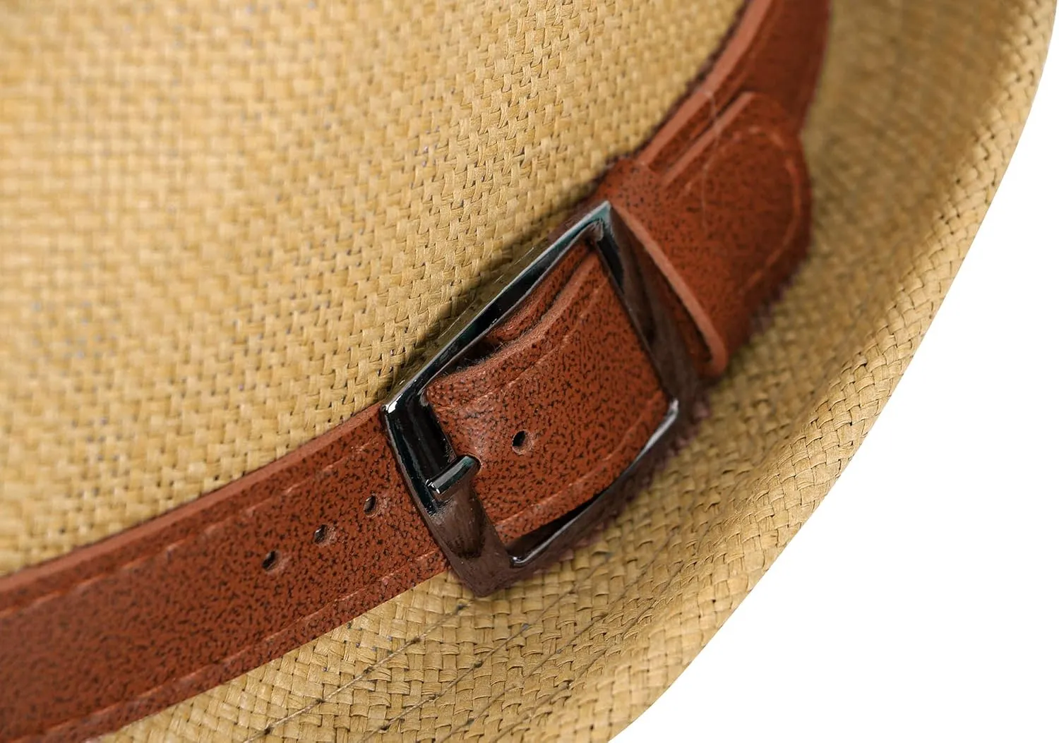 Men & Women's Miami Structured Straw Fedora Hat w/PU Leather Band
