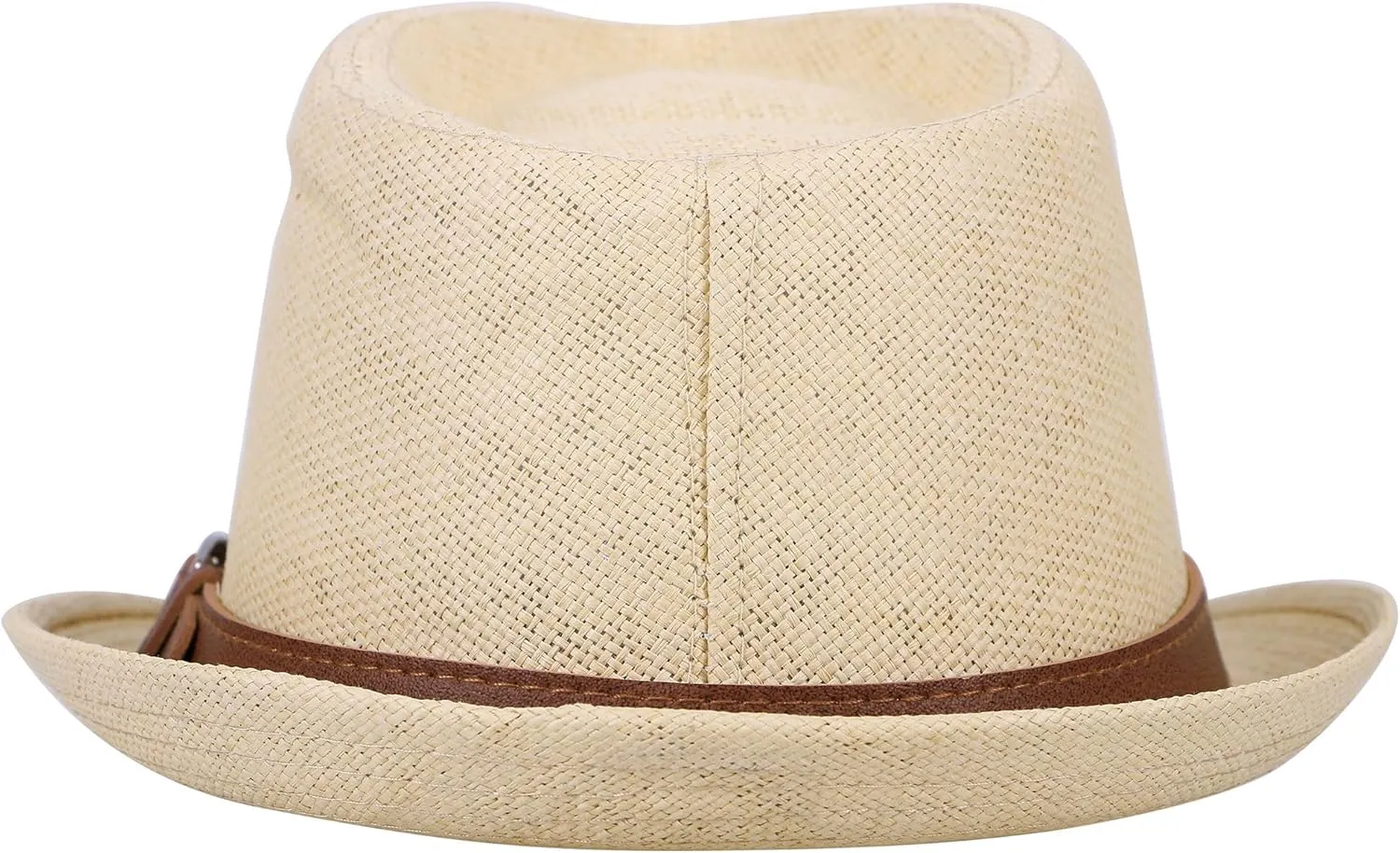 Men & Women's Miami Structured Straw Fedora Hat w/PU Leather Band
