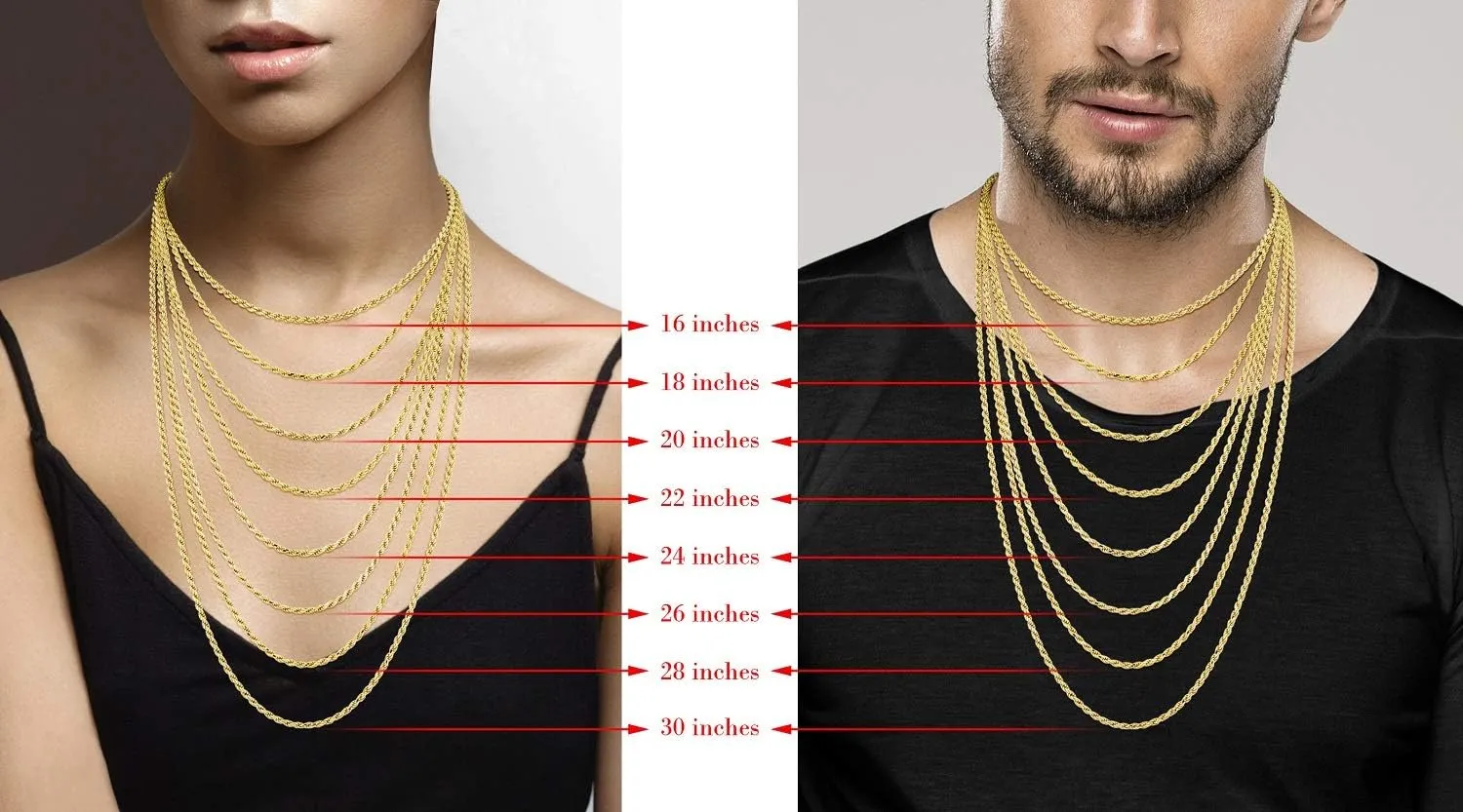 Miabella Italian Solid 18K Gold Over 925 Sterling Silver 2mm, 3mm Diamond-Cut Braided Rope Chain Necklace for Men Women, Made in Italy