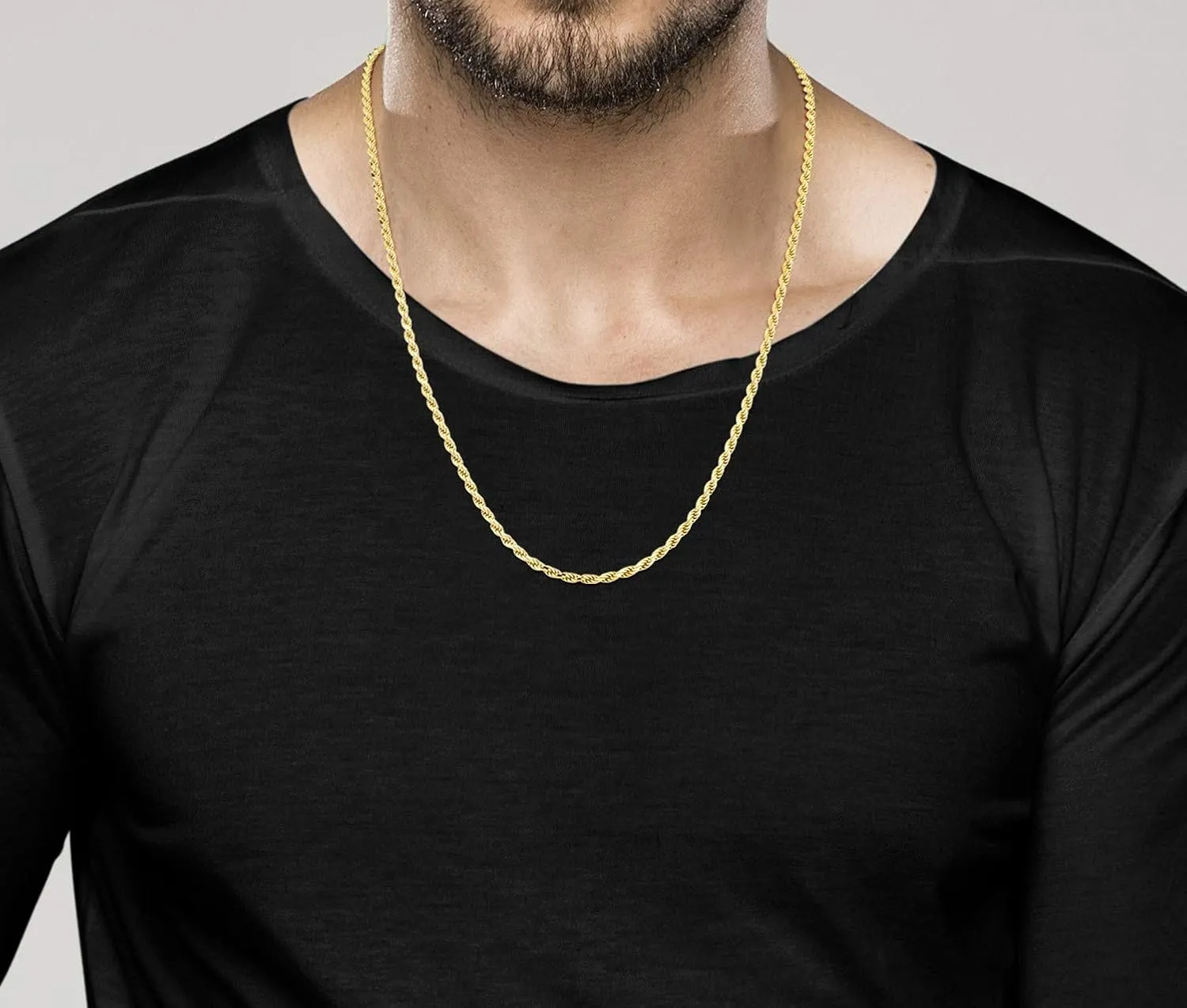 Miabella Italian Solid 18K Gold Over 925 Sterling Silver 2mm, 3mm Diamond-Cut Braided Rope Chain Necklace for Men Women, Made in Italy