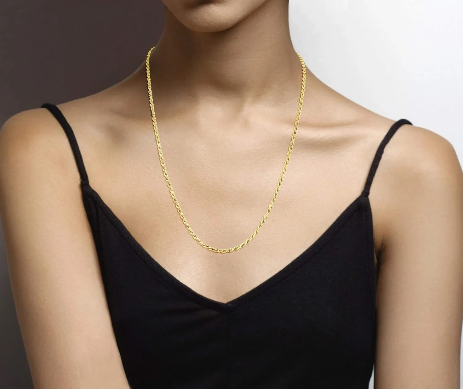 Miabella Italian Solid 18K Gold Over 925 Sterling Silver 2mm, 3mm Diamond-Cut Braided Rope Chain Necklace for Men Women, Made in Italy