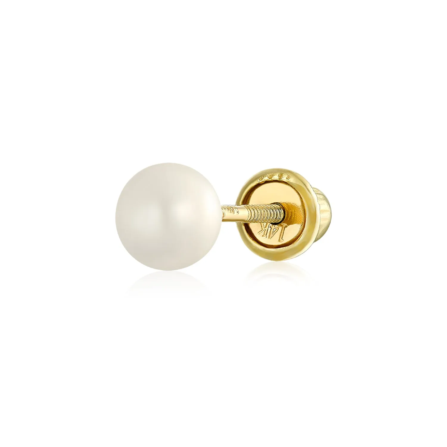 Minimalist 4MM Pearl 14K Gold Cartilage Ear Stud Earring June Birthstone