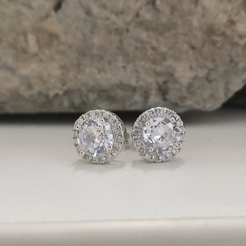Minimalist Gem-Set Brass Stud Earrings