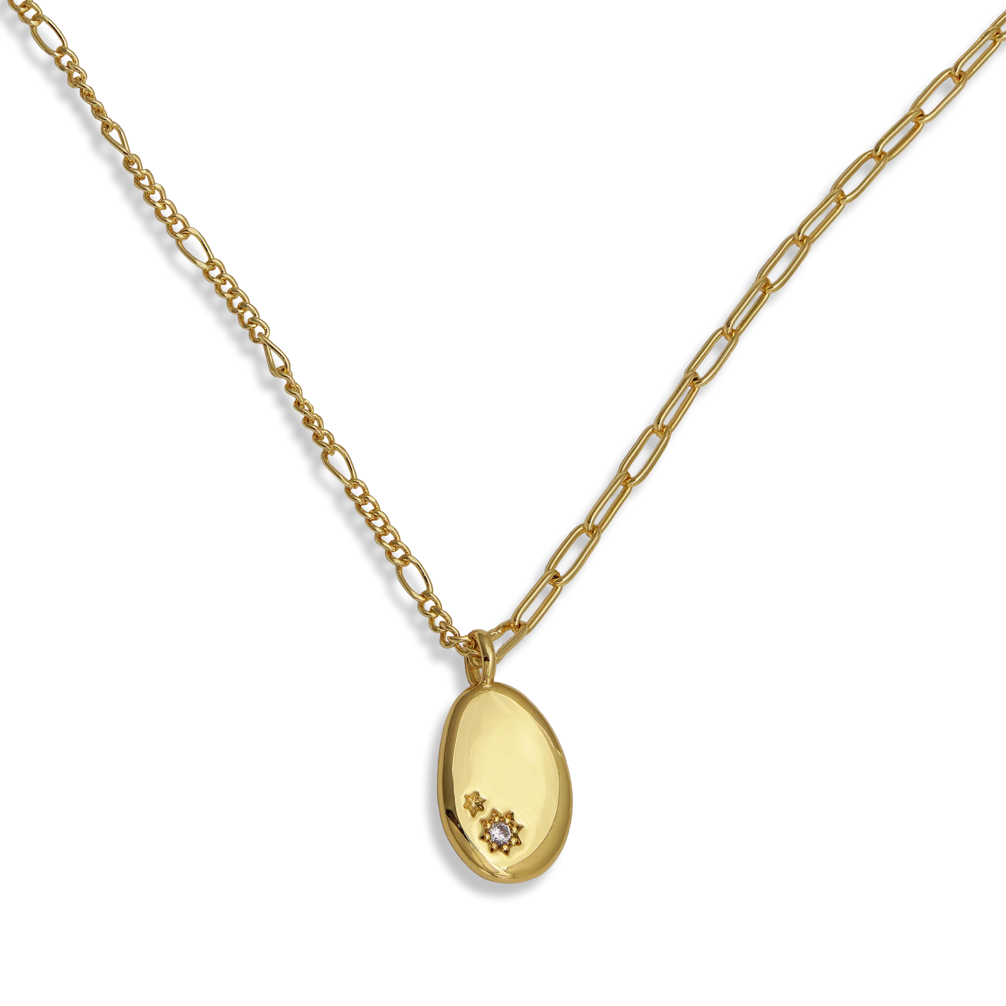 Minimalist Pebble Double Chain Necklace