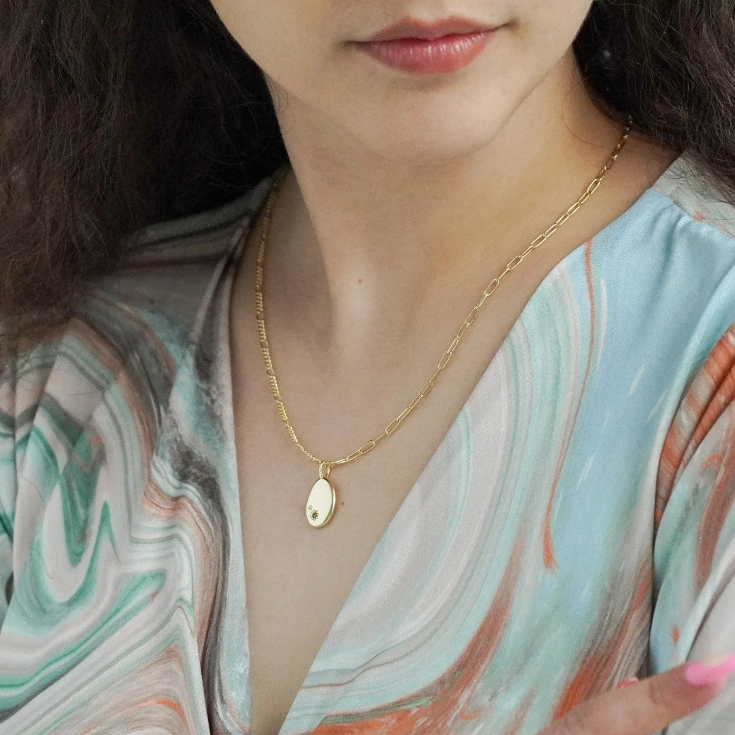 Minimalist Pebble Double Chain Necklace