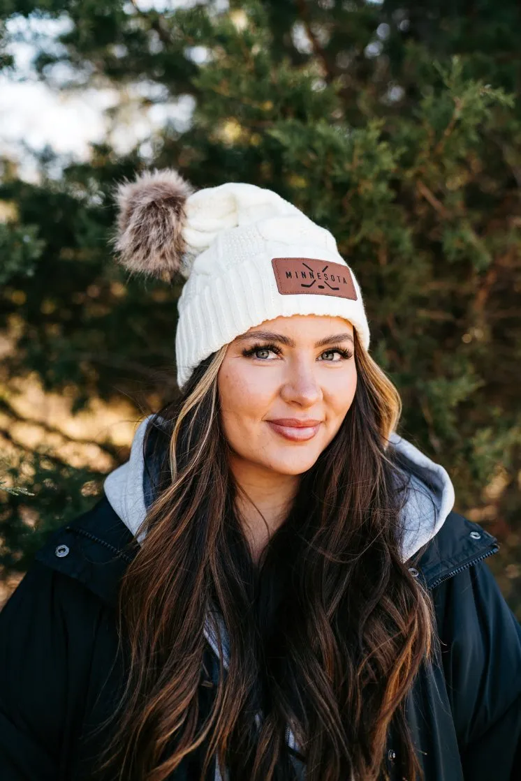 Minnesota Hockey Fur Pom Beanie