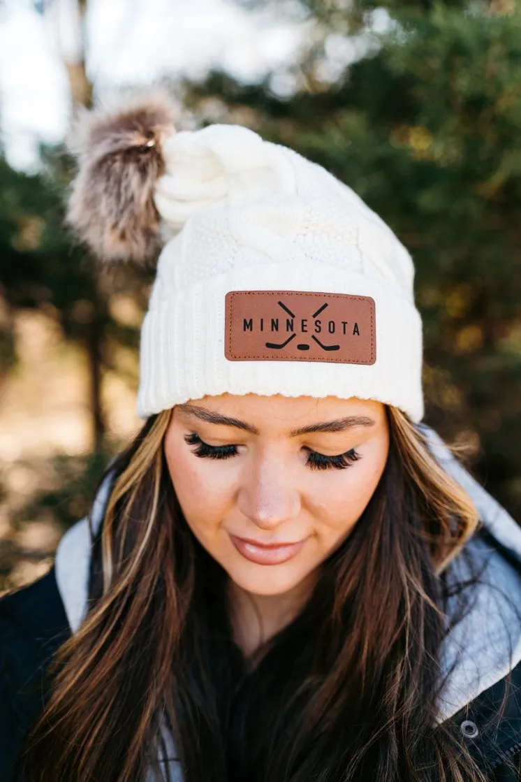 Minnesota Hockey Fur Pom Beanie