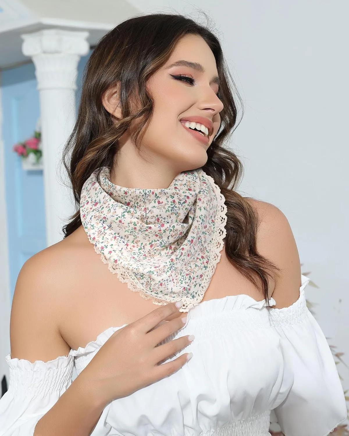 Molans 3Pcs Floral Head Scarf, Chiffon Hair Bandanas Kerchief, Vintage Boho Hair Scarf for Women Girls