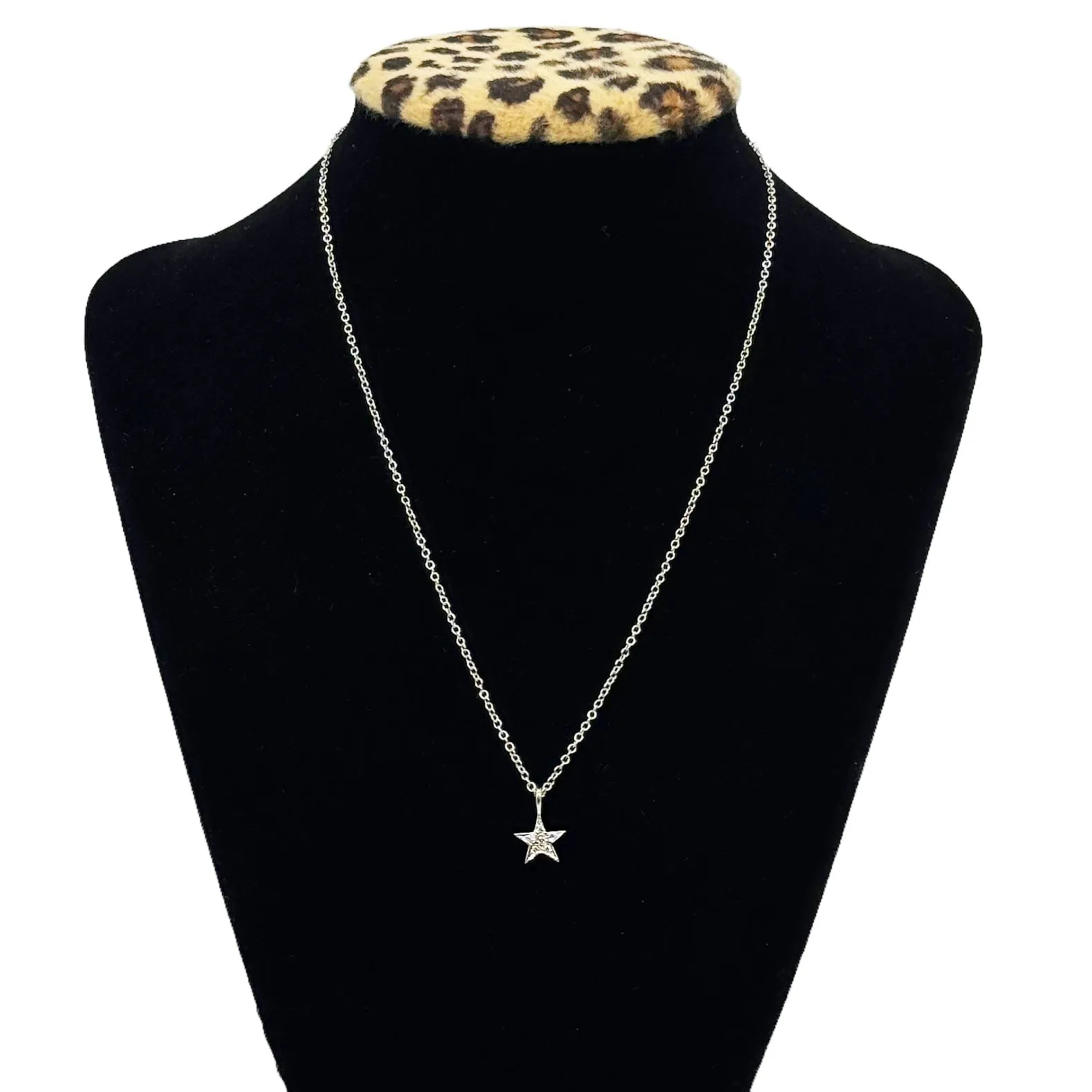 NECKLACE 14K White Gold with Diamond Star Pendant