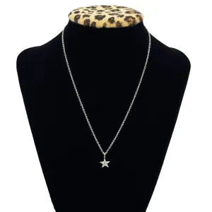 NECKLACE 14K White Gold with Diamond Star Pendant