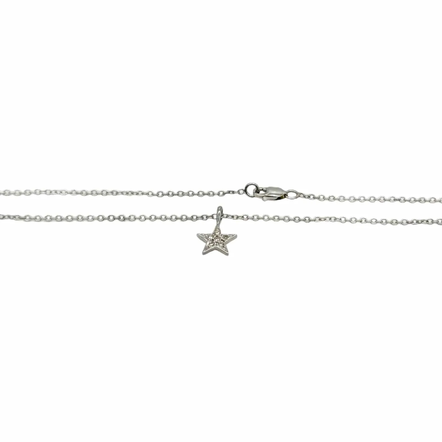 NECKLACE 14K White Gold with Diamond Star Pendant