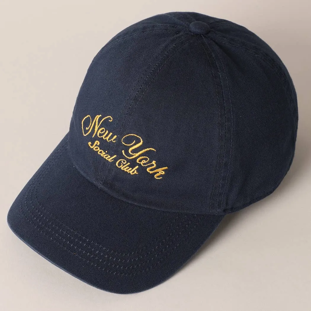 New York Social Club Text Embroidery Baseball Cap